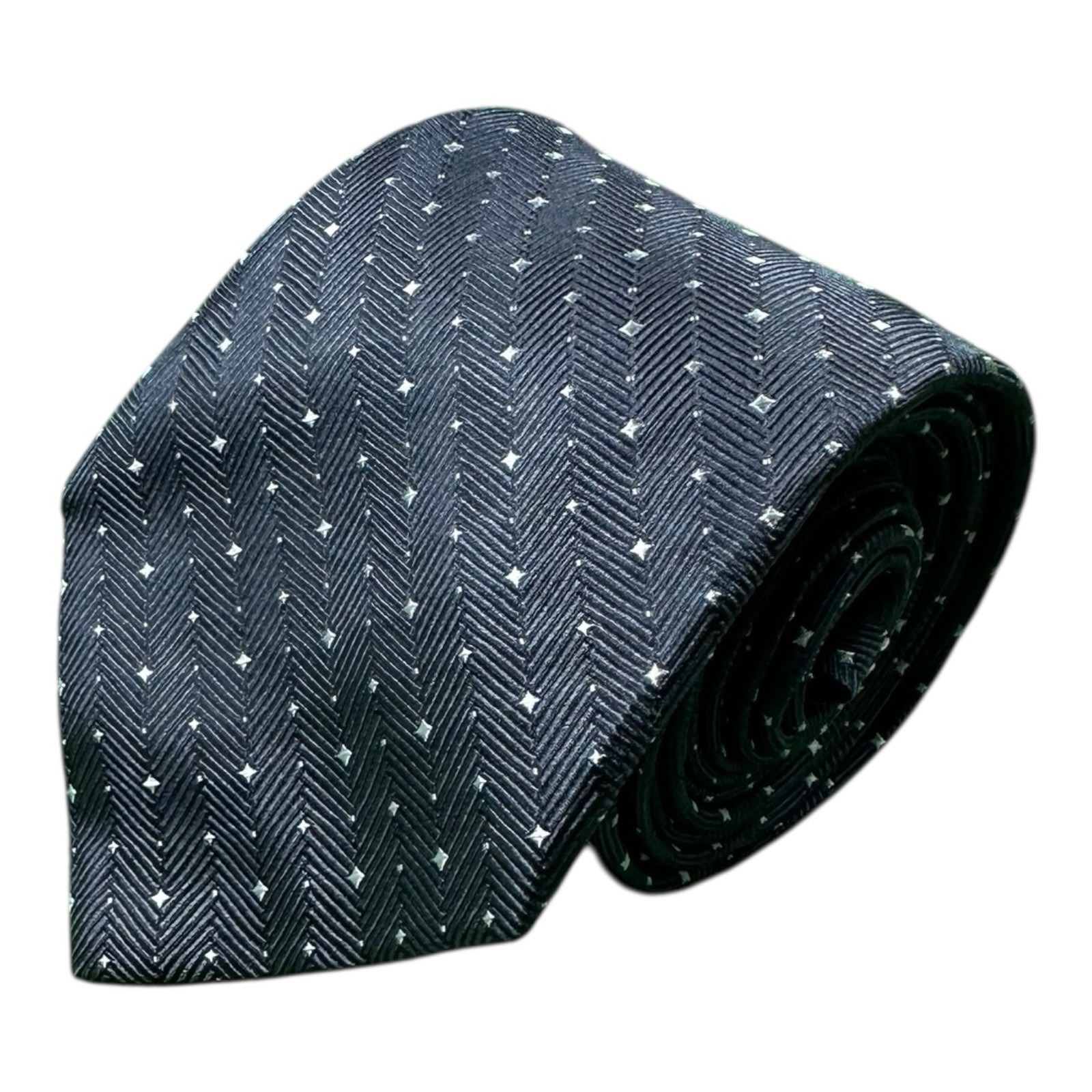 Armani Collection Current Blue Gray Geometric Aop Pure Silk Tie 325 Inch
